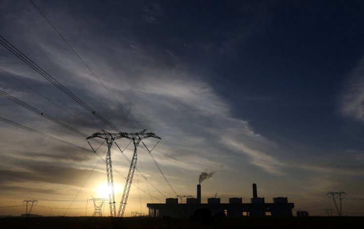 Electricity pylons are seen at the Kusile coal-fired power station in the Mpumalanga province