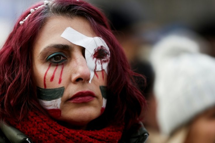 Many protesters sported eyepatches or red make-up around their eyes in reference to accusations security forces fired into the faces of protesters